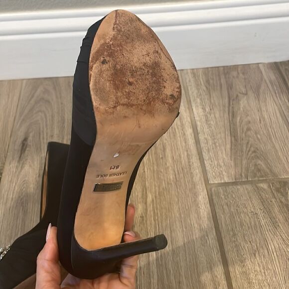 Badgley Mischka Pettal Black Satin Platform Pump - Picture 5 of 5